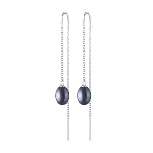 Cercei argint lungi cu lant si perle naturale negre DiAmanti SK21102E_B-G (Argint 925‰ 1,05 g.)